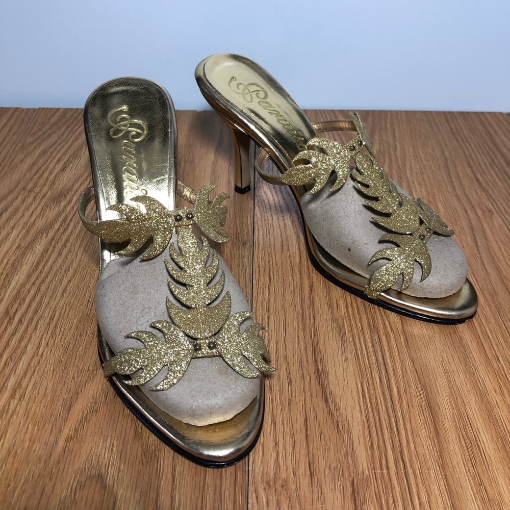 Paraisa Gold Heel Sandals 2 Inch